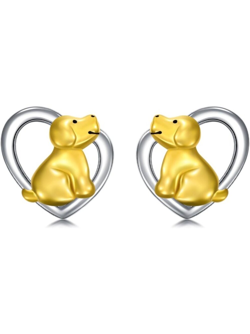 Cute 925 Sterling Silver Animal Heart Stud Earrings - Perfect Gift for Women